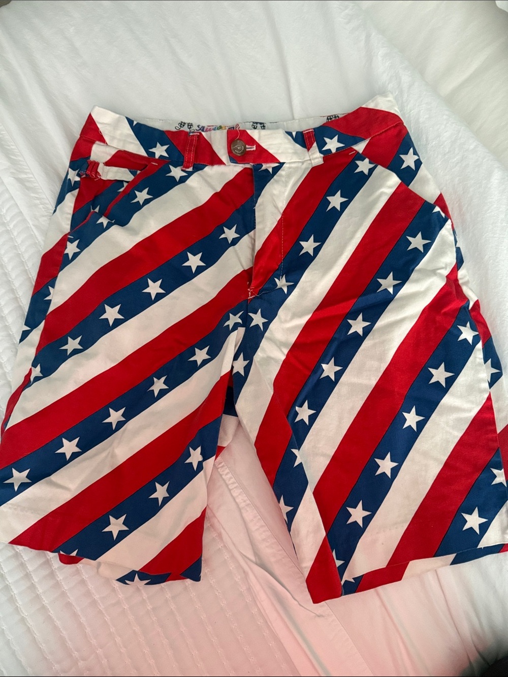 Patriotic Red, White & Blue Flat Front Men's Shorts